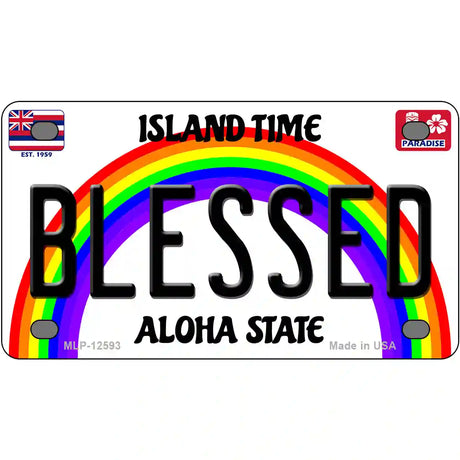 Blessed Hawaii Novelty Metal License Plate 4" x 2.2" (MLP)