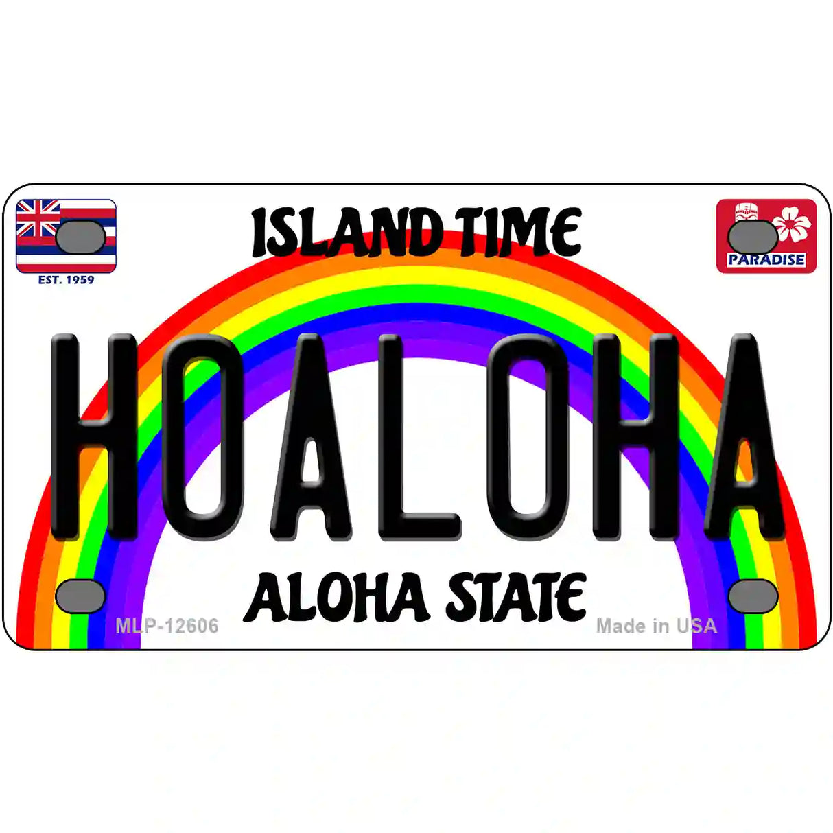 Hoaloha Hawaii Novelty Metal License Plate 4" x 2.2" (MLP)