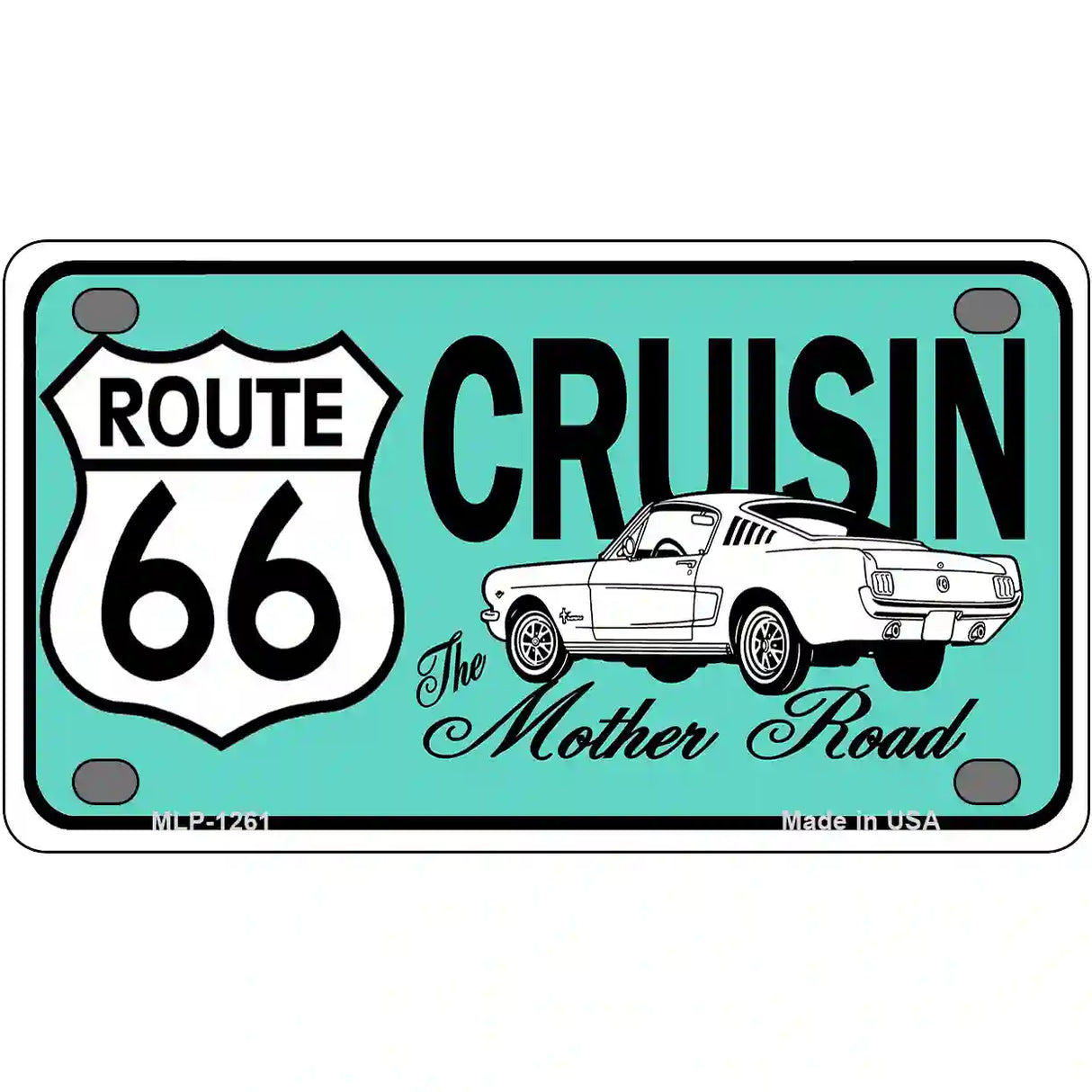 Route 66 Retro Cruisin Novelty Metal License Plate 4" x 2.2" (MLP)