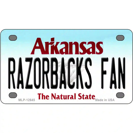 Razorbacks Fan Novelty Metal License Plate 4" x 2.2" (MLP)