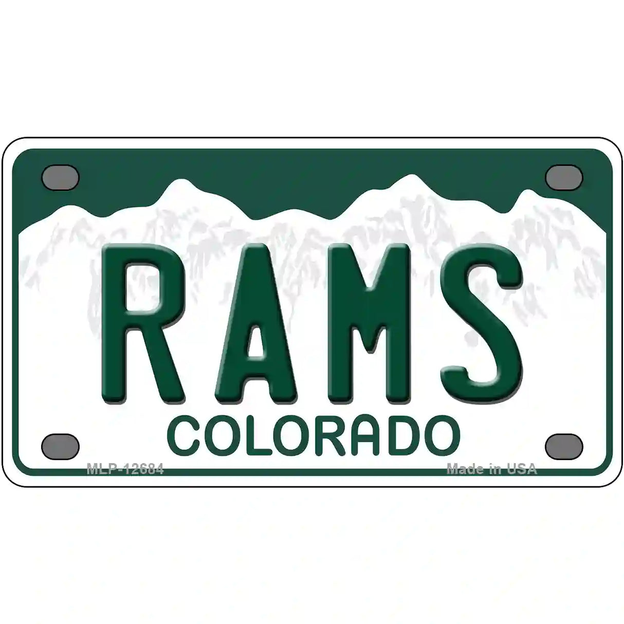 Rams Novelty Metal License Plate 4" x 2.2" (MLP)