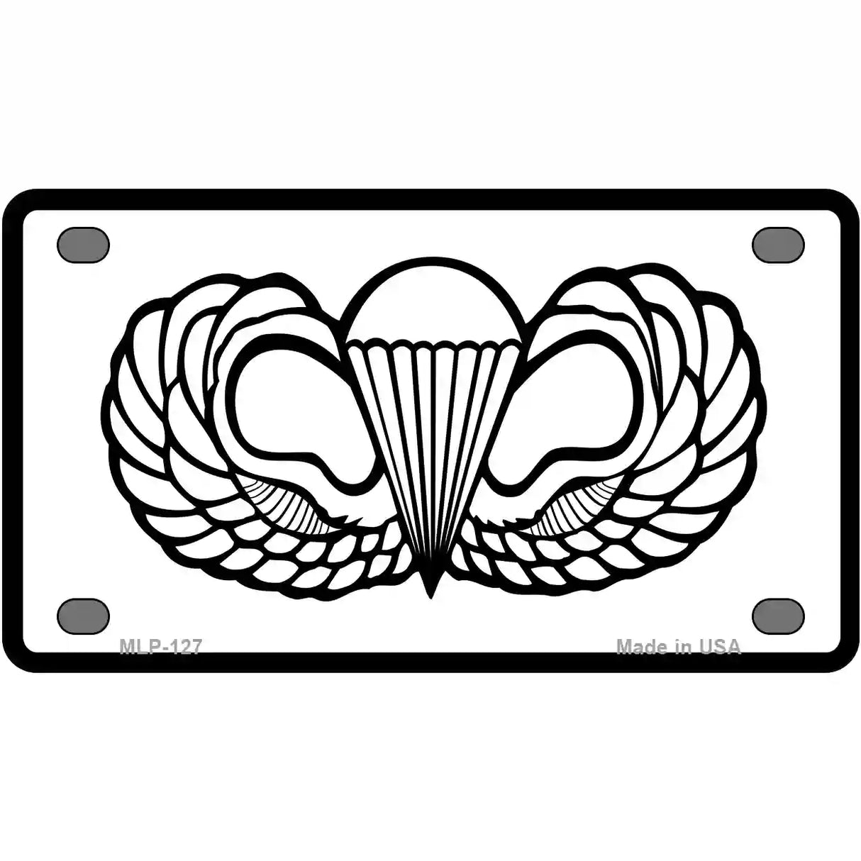 Parachute Badge Novelty Metal License Plate 4" x 2.2" (MLP)