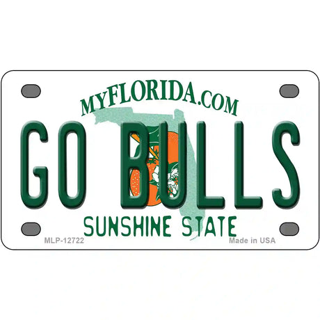 Go Bulls Novelty Metal License Plate 4" x 2.2" (MLP)