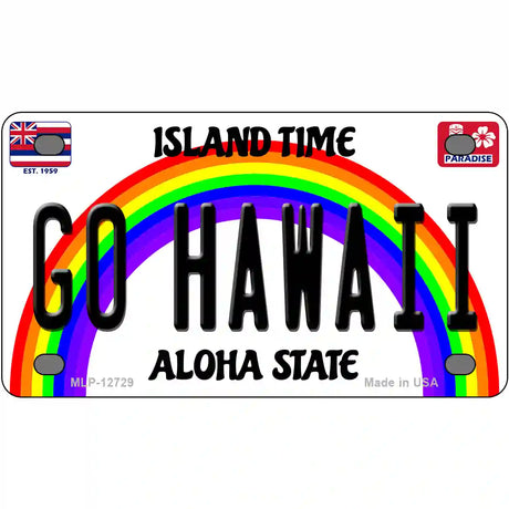 Go Hawaii Novelty Metal License Plate 4" x 2.2" (MLP)