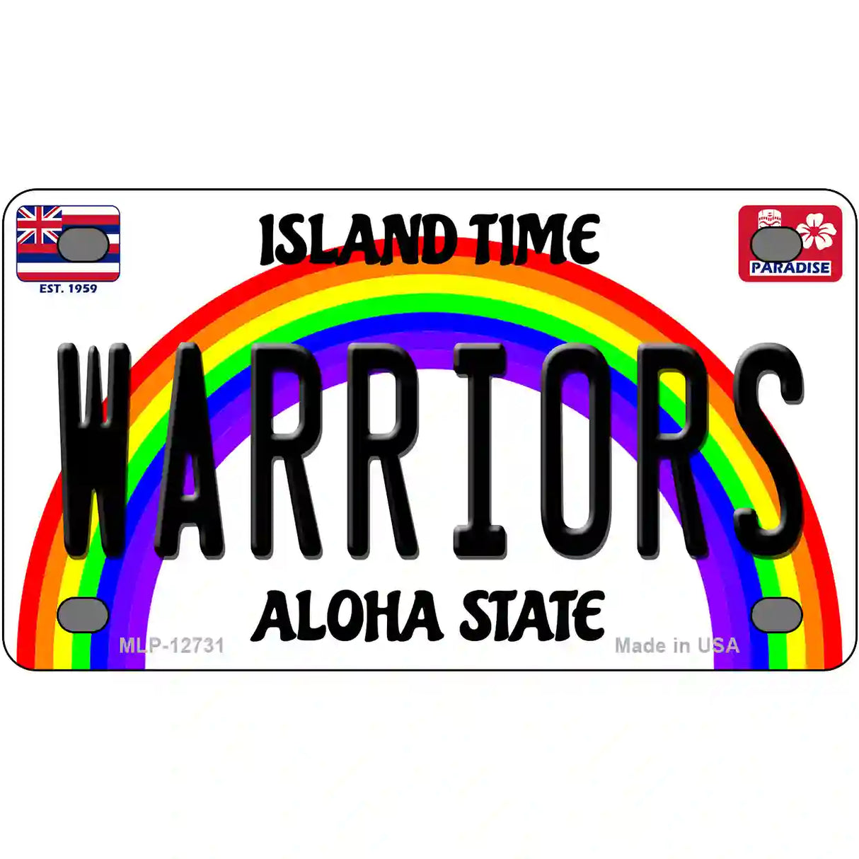 Warriors Novelty Metal License Plate 4" x 2.2" (MLP)