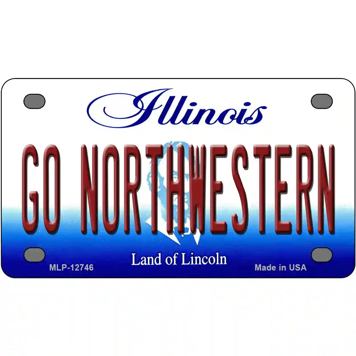 Go Northwestern Novelty Metal License Plate 4" x 2.2" (MLP)