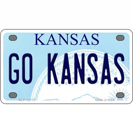 Go Kansas Novelty Metal License Plate Tag 4" x 2.2" (MLP)