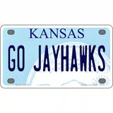 Go Jayhawks Novelty Metal License Plate Tag 4" x 2.2" (MLP)