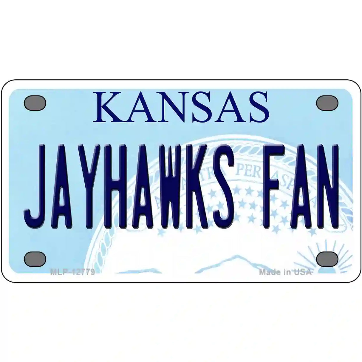 Jayhawks Fan Novelty Metal License Plate Tag 4" x 2.2" (MLP)