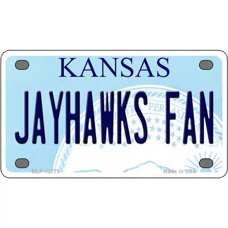 Jayhawks Fan Novelty Metal License Plate Tag 4" x 2.2" (MLP)