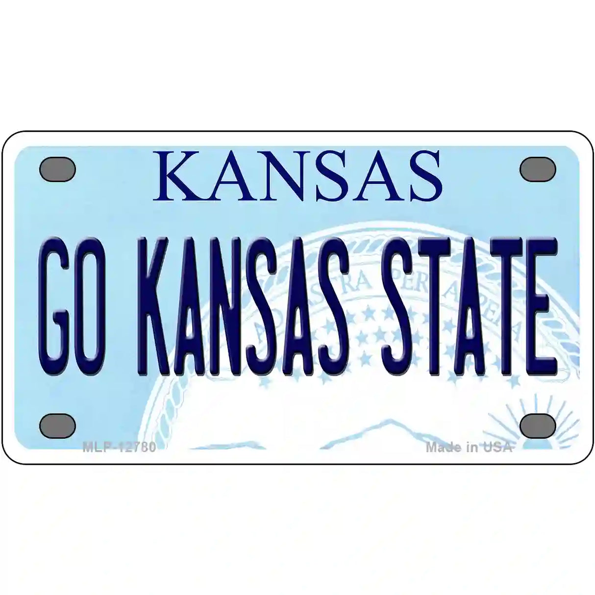 Go Kansas State Novelty Metal License Plate Tag 4" x 2.2" (MLP)