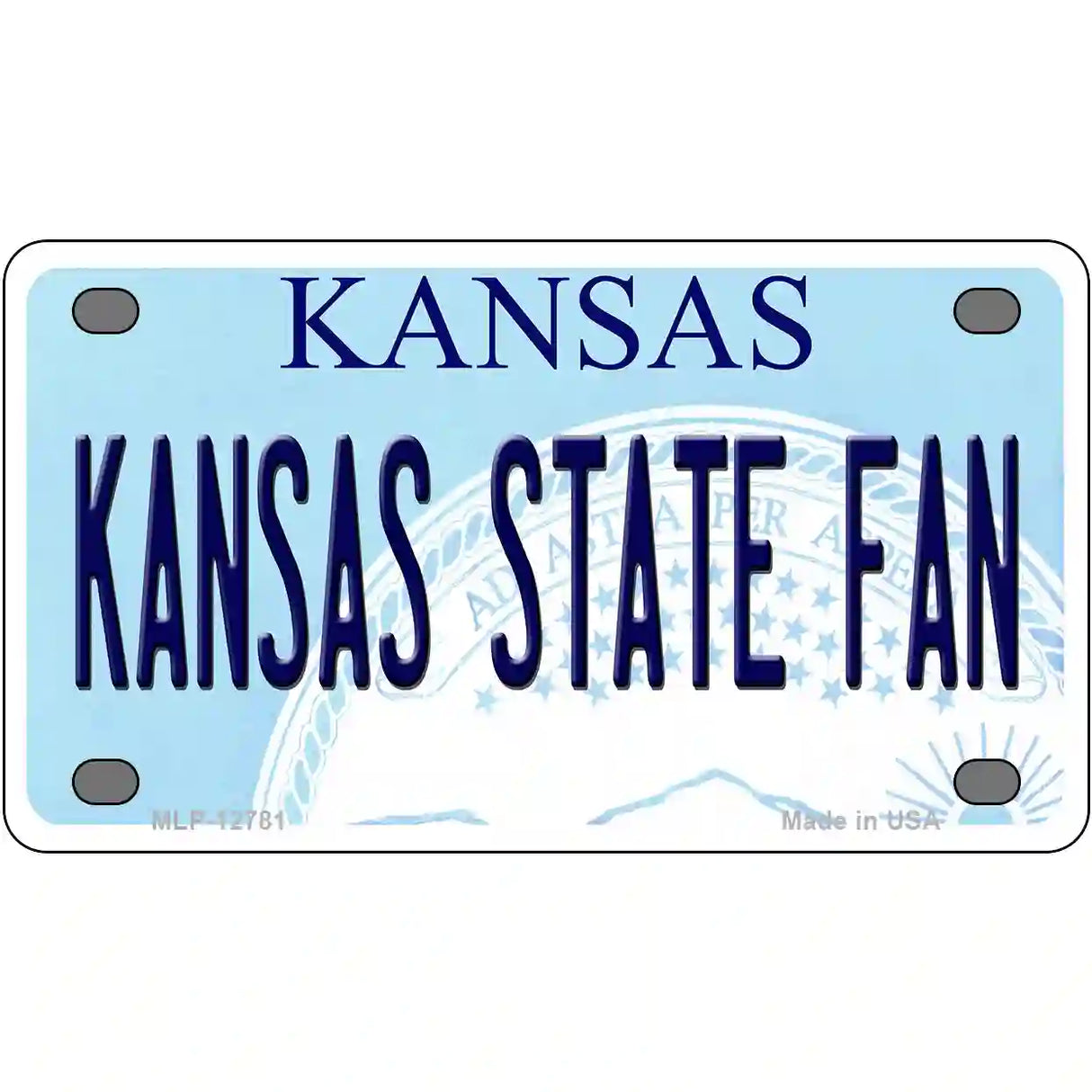 Kansas State Fan Novelty Metal License Plate Tag 4" x 2.2" (MLP)