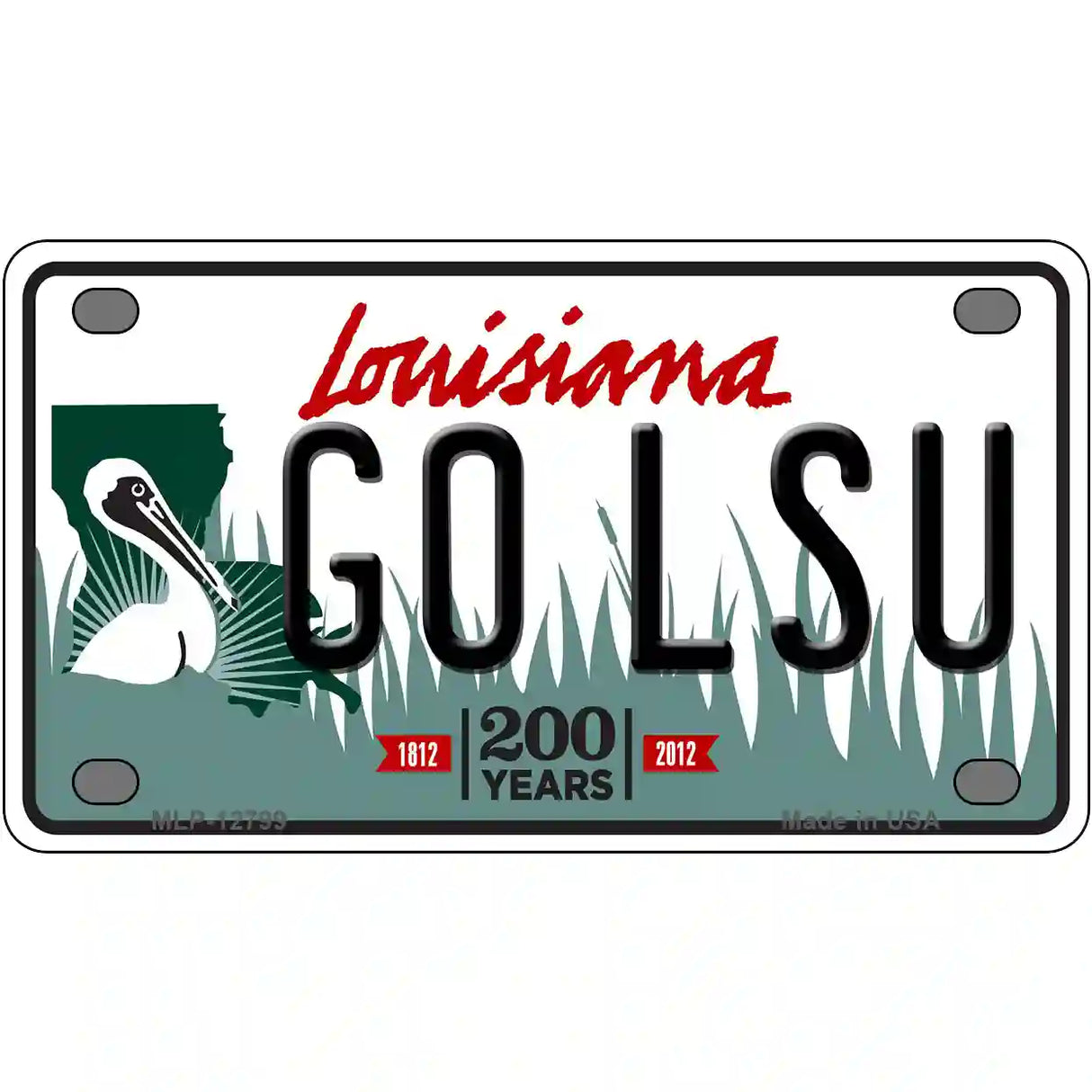 Go LSU Novelty Metal License Plate Tag 4" x 2.2" (MLP)