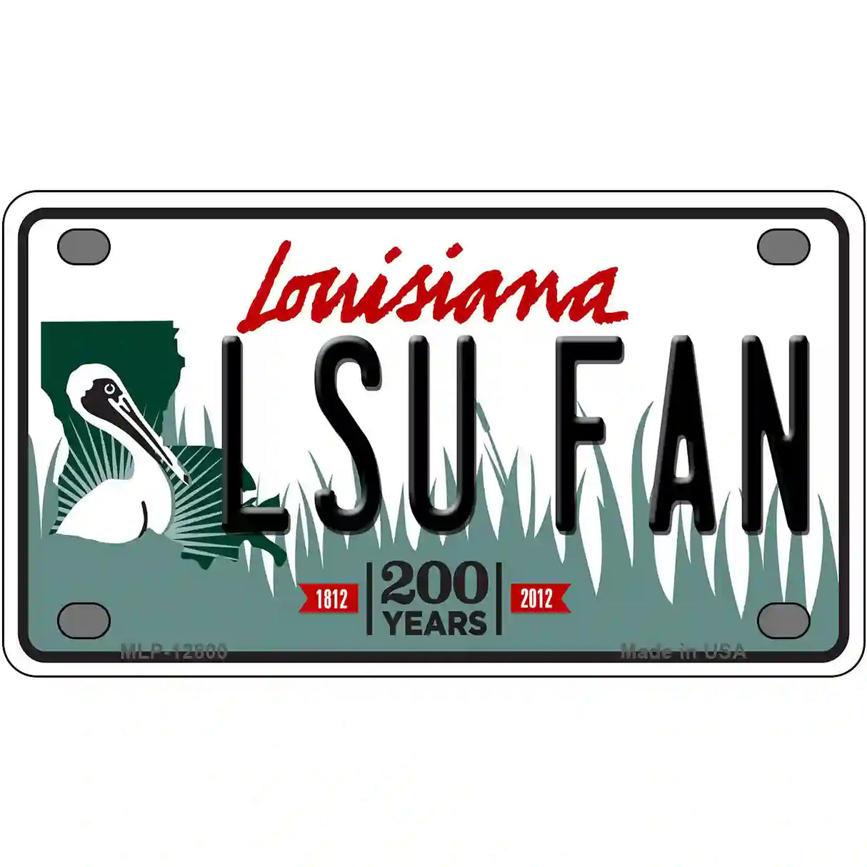 LSU Fan Novelty Metal License Plate Tag 4" x 2.2" (MLP)