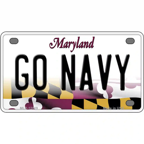 Go Navy Novelty Metal License Plate Tag 4" x 2.2" (MLP)