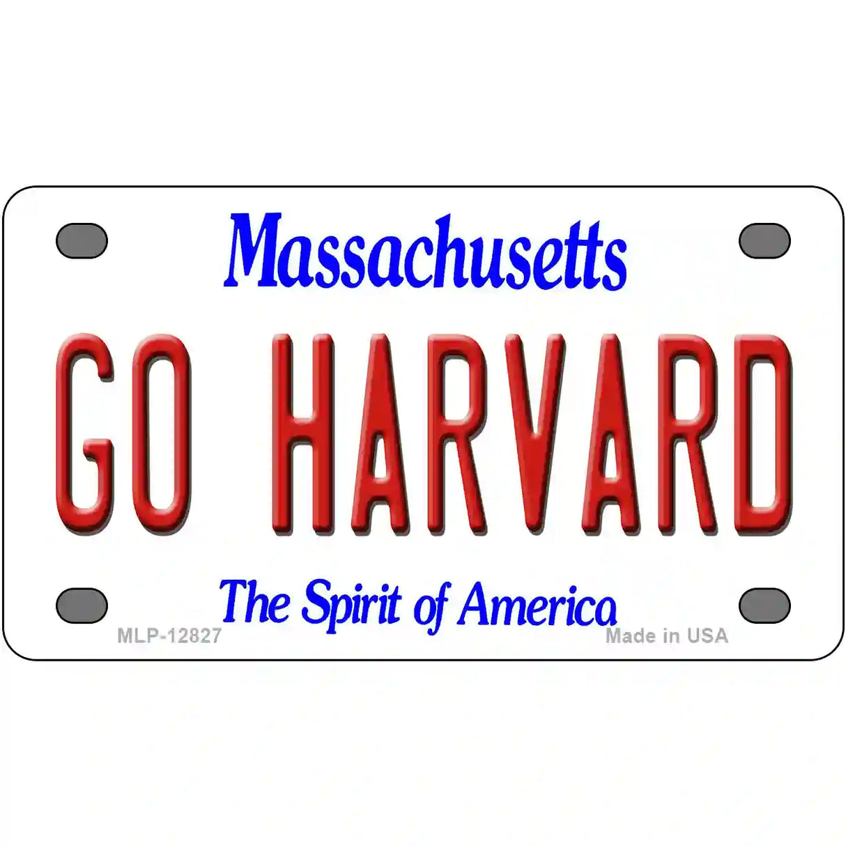 Go Harvard Novelty Metal License Plate 4" x 2.2" (MLP)