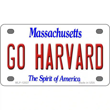 Go Harvard Novelty Metal License Plate 4" x 2.2" (MLP)