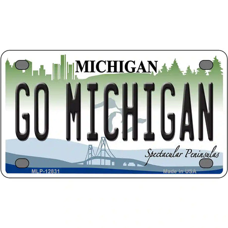 Go Michigan Novelty Metal License Plate 4" x 2.2" (MLP)