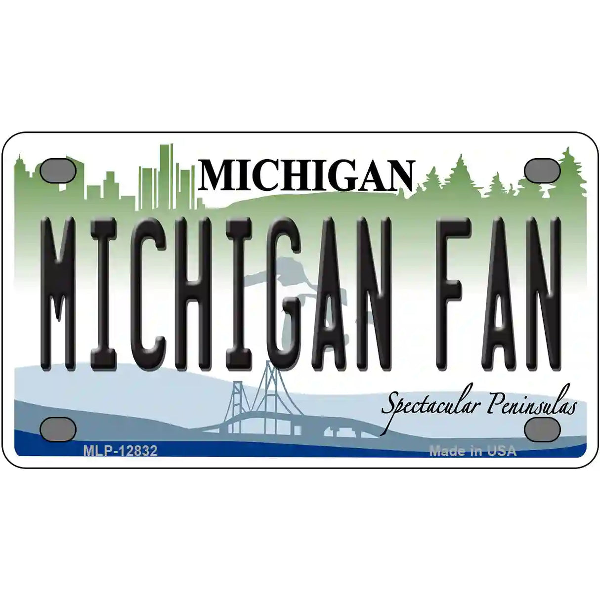 Michigan Fan Novelty Metal License Plate 4" x 2.2" (MLP)