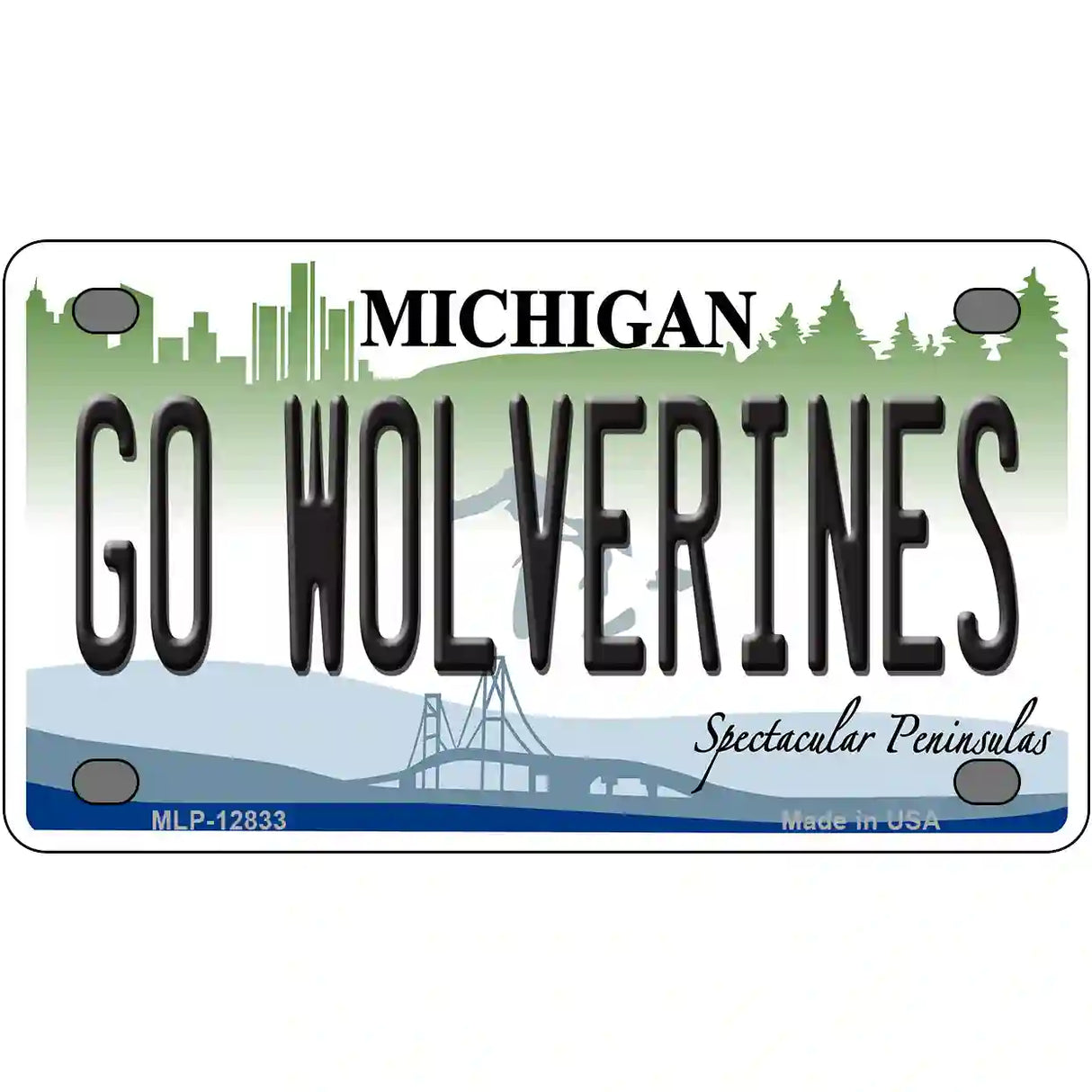 Go Wolverines Novelty Metal License Plate 4" x 2.2" (MLP)