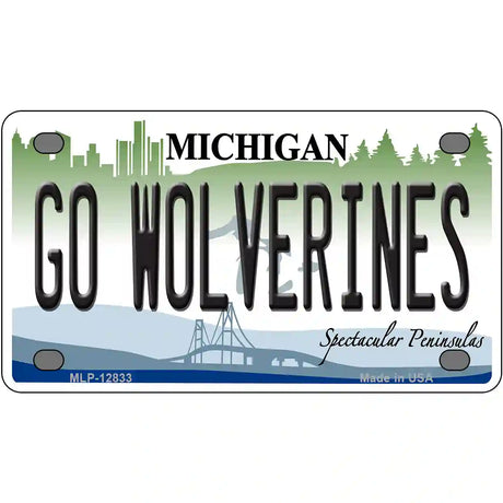 Go Wolverines Novelty Metal License Plate 4" x 2.2" (MLP)