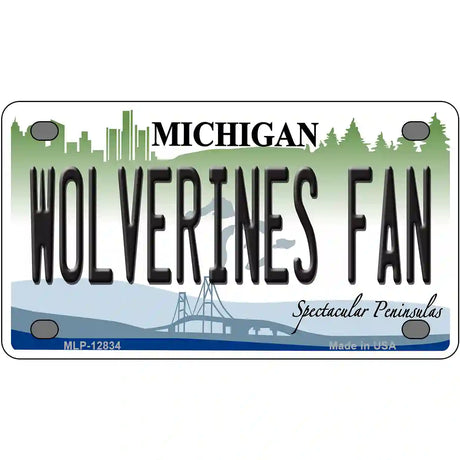 Wolverines Fan Novelty Metal License Plate 4" x 2.2" (MLP)