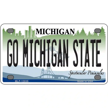 Go Michigan State Novelty Metal License Plate 4" x 2.2" (MLP)