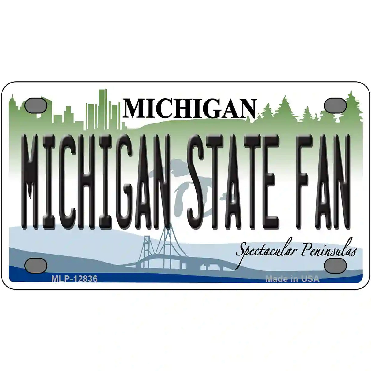 Michigan State Fan Novelty Metal License Plate 4" x 2.2" (MLP)