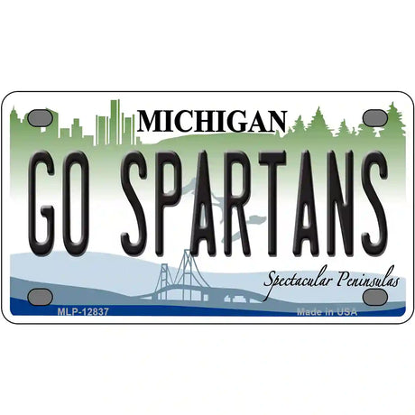 Go Spartans Novelty Metal License Plate 4" x 2.2" (MLP)