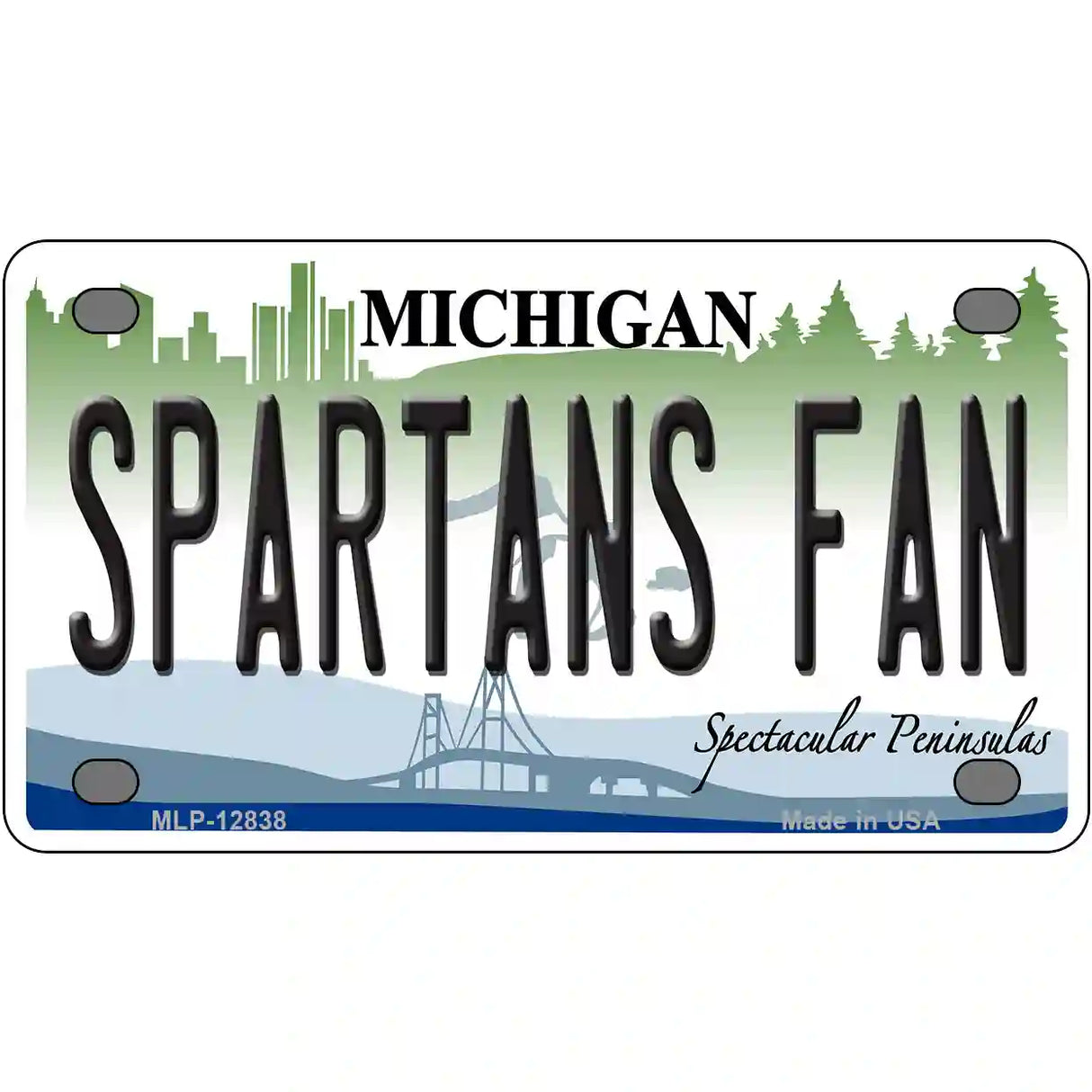 Spartans Fan Novelty Metal License Plate 4" x 2.2" (MLP)