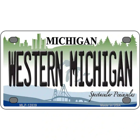 Western Michigan Novelty Metal License Plate 4" x 2.2" (MLP)