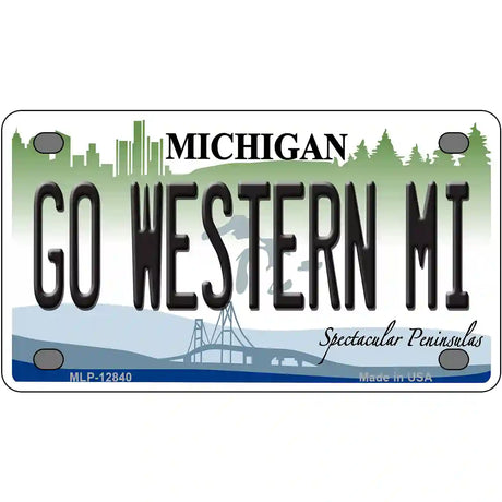 Go Western Michigan Novelty Metal License Plate 4" x 2.2" (MLP)