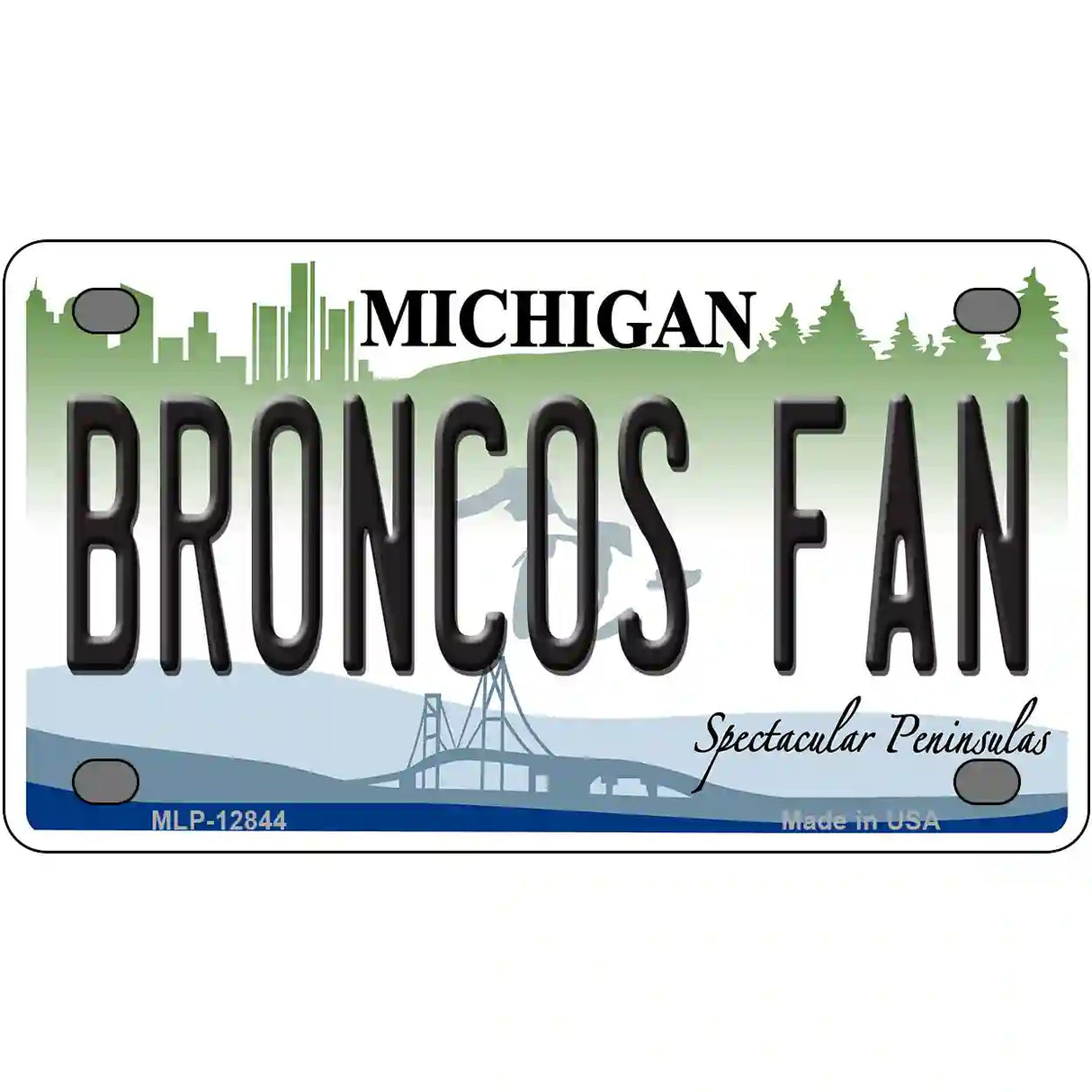 Broncos Fan Novelty Metal License Plate LP-12844 4" x 2.2" (MLP)