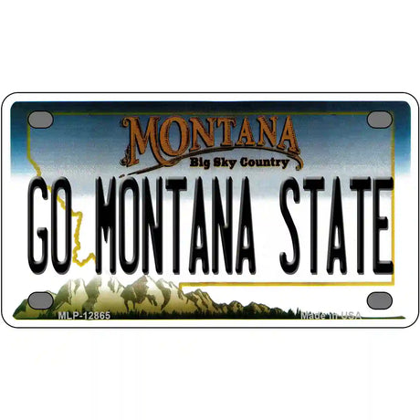 Go Montana State Novelty Metal License Plate 4" x 2.2" (MLP)