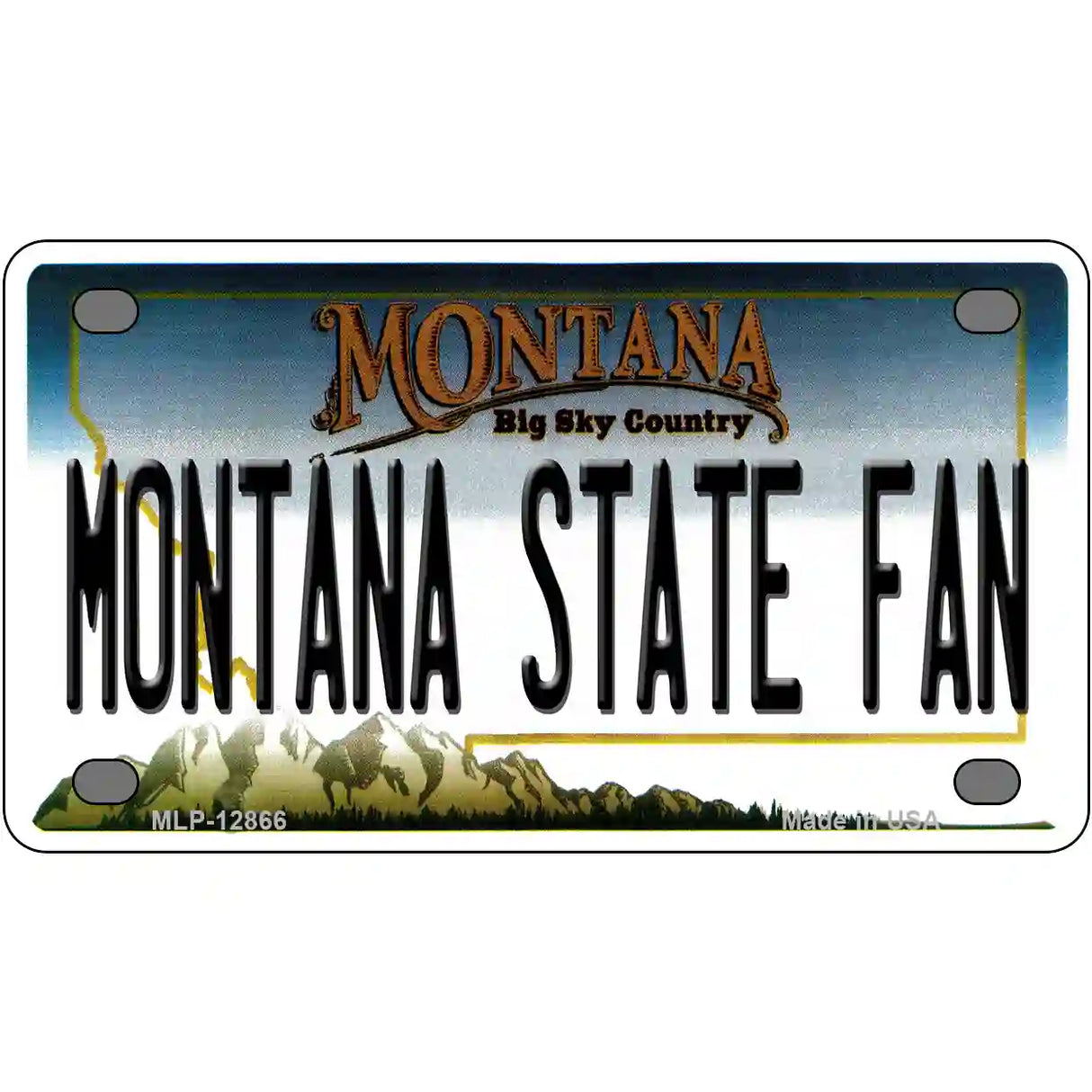 Montana State Fan Novelty Metal License Plate 4" x 2.2" (MLP)