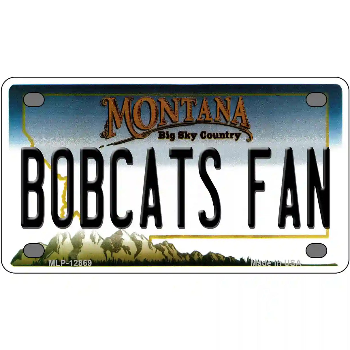 Bobcats Fan Novelty Metal License Plate 4" x 2.2" (MLP)