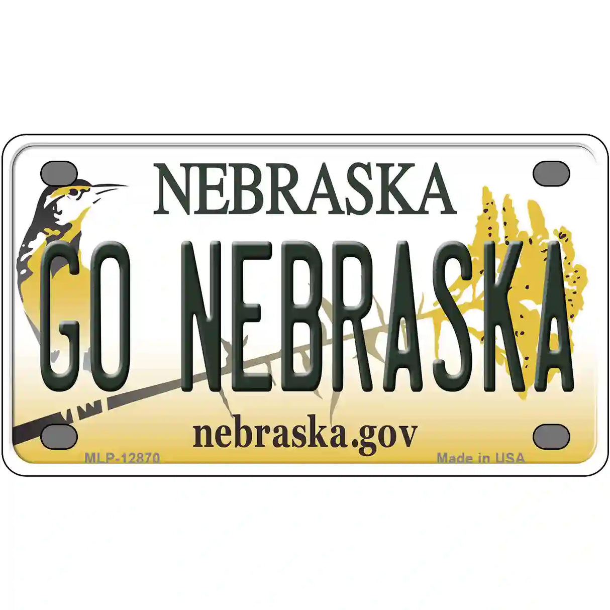 Go Nebraska Novelty Metal License Plate 4" x 2.2" (MLP)