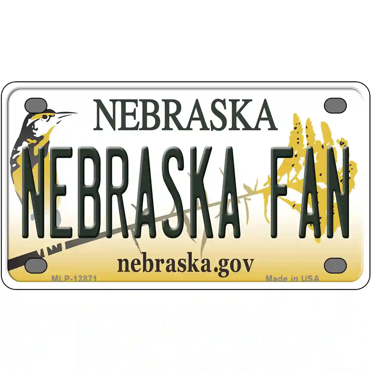 Nebraska Fan Novelty Metal License Plate 4" x 2.2" (MLP)