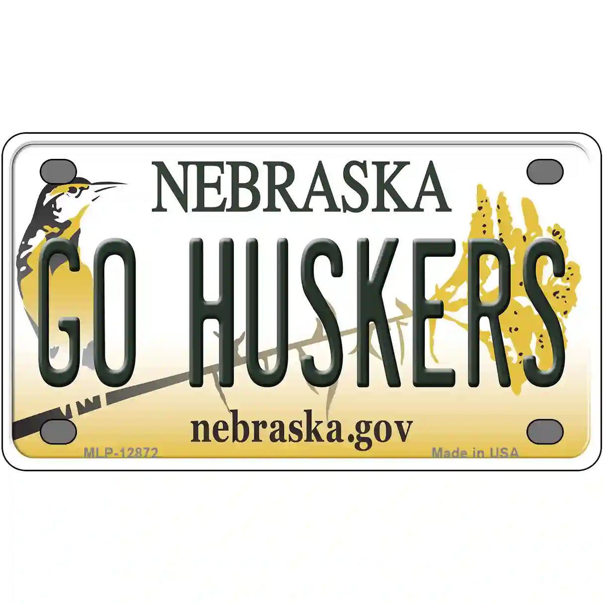 Go Huskers Novelty Metal License Plate 4" x 2.2" (MLP)