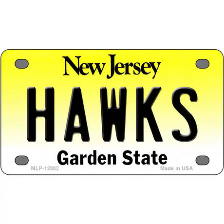 Hawks Novelty Metal License Plate 4" x 2.2" (MLP)