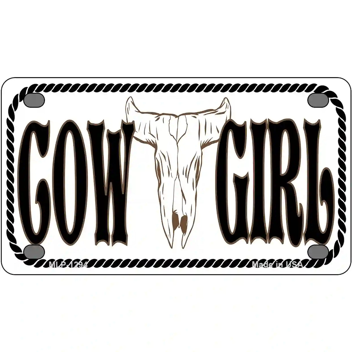 Cowgirl with Cow Skull Novelty Metal License Plate 4" x 2.2" (MLP)