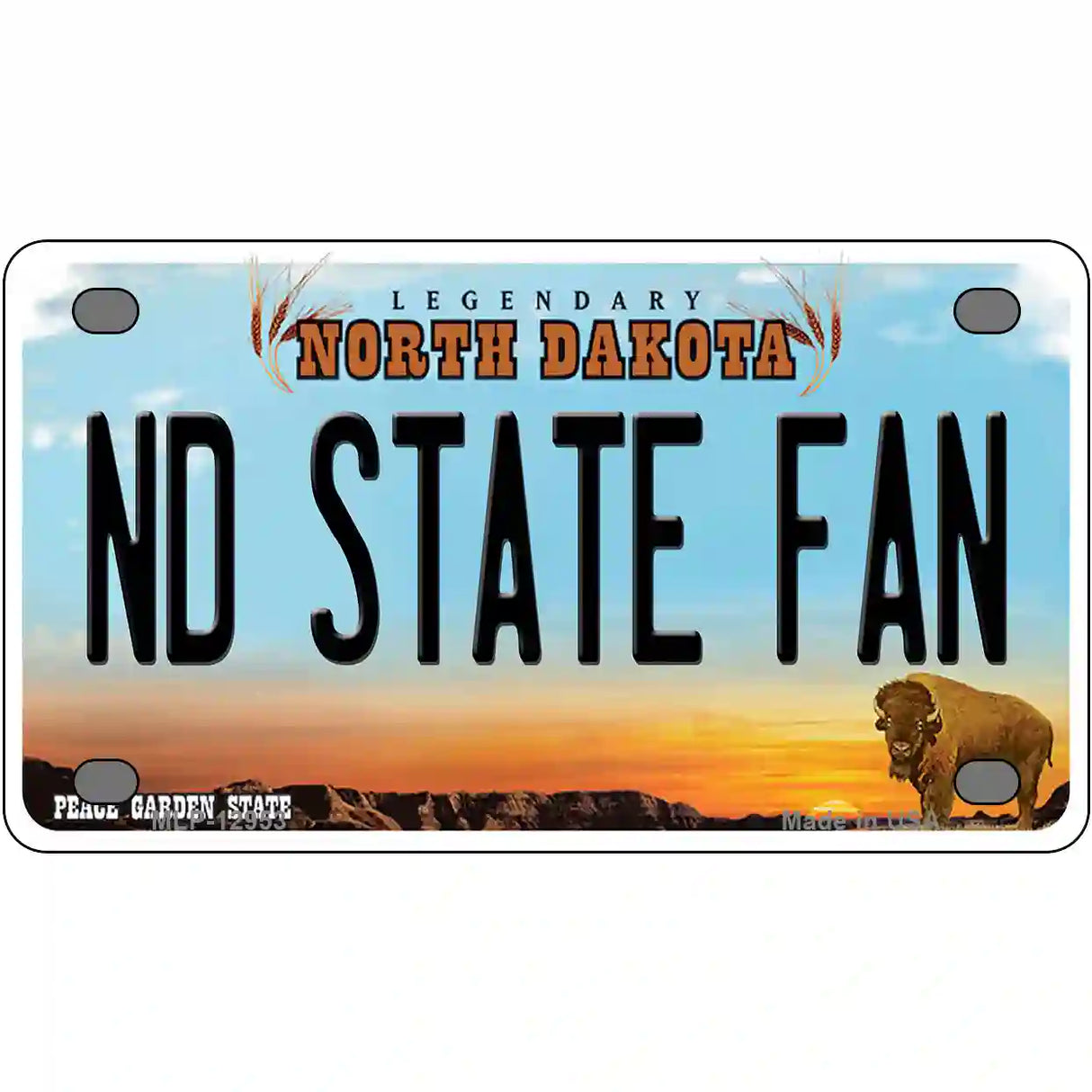 North Dakota State Fan Novelty Metal License Plate 4" x 2.2" (MLP)