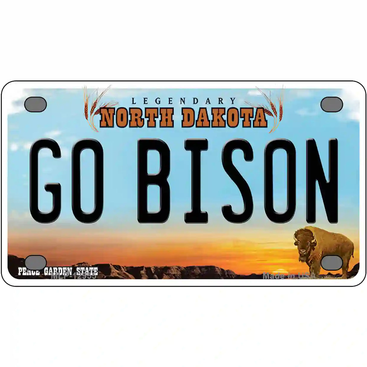 Go Bison Novelty Metal License Plate 4" x 2.2" (MLP)