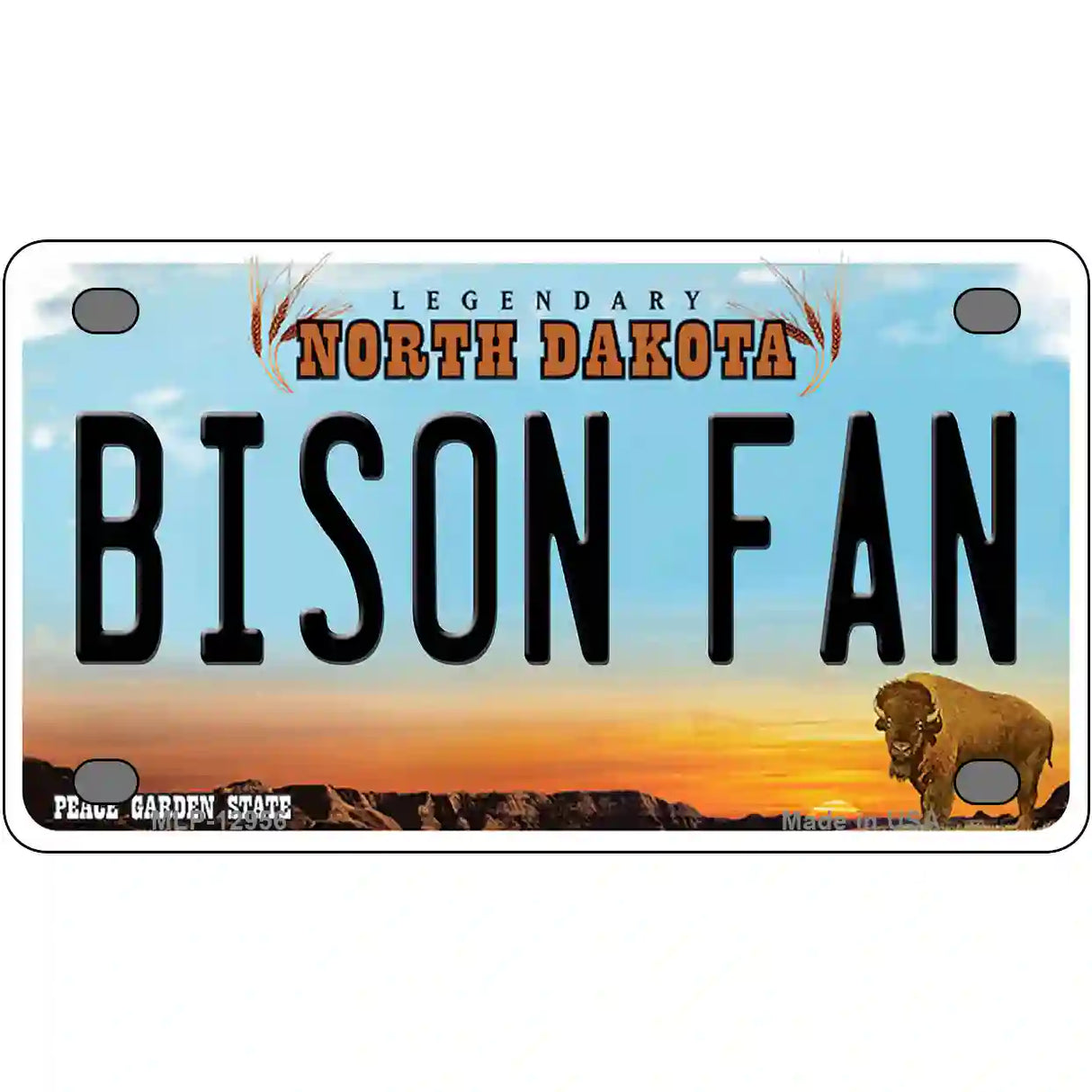 Bison Fan Novelty Metal License Plate 4" x 2.2" (MLP)