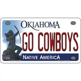 Go Cowboys Novelty Metal License Plate 4" x 2.2" (MLP)