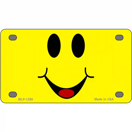 Happy Smiley Novelty Metal License Plate 4" x 2.2" (MLP)