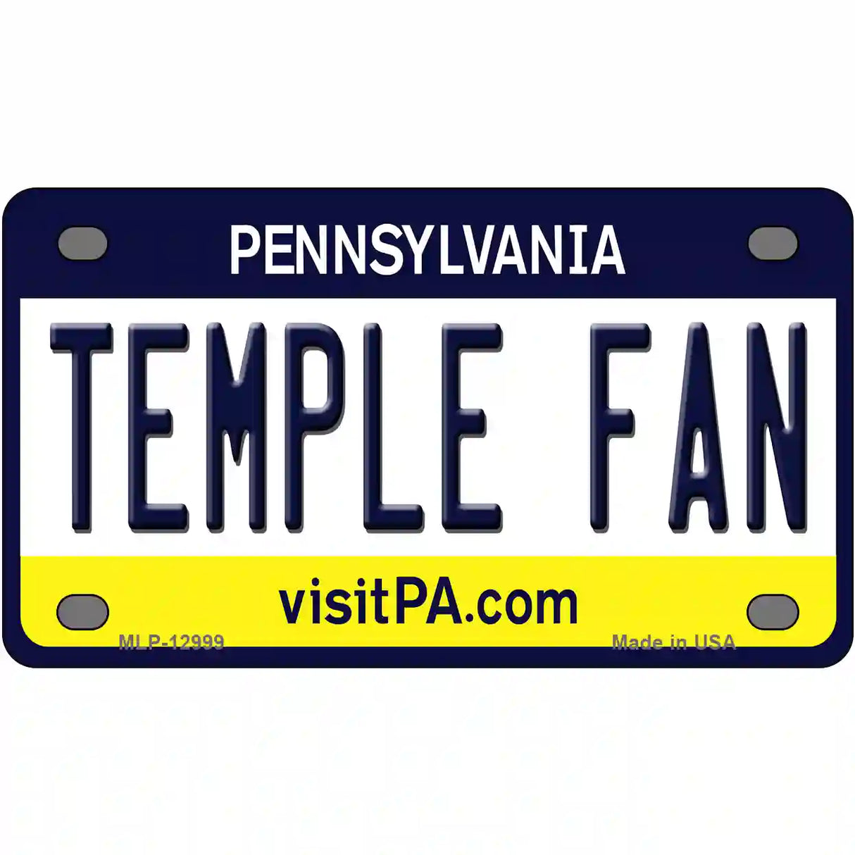 Temple Fan Novelty Metal License Plate 4" x 2.2" (MLP)