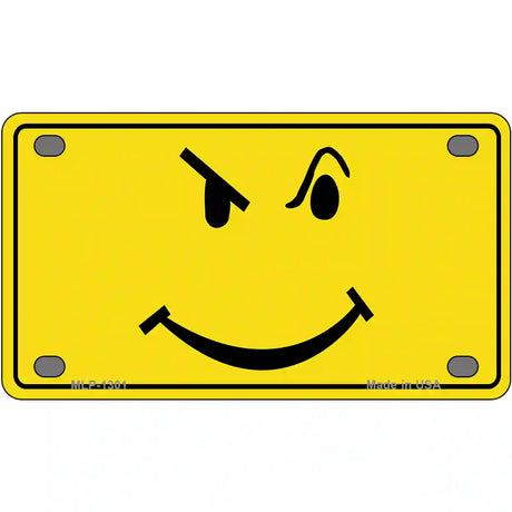 Defiant Smiley Novelty Metal License Plate 4" x 2.2" (MLP)