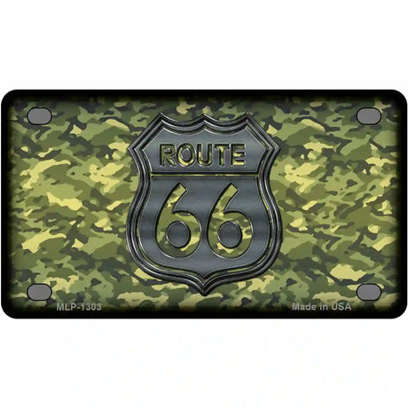 Route 66 Camouflage Novelty Metal License Plate 4" x 2.2" (MLP)