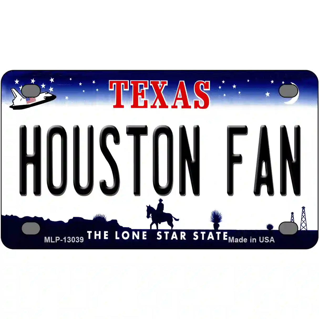 Houston Fan Novelty Metal License Plate 4" x 2.2" (MLP)